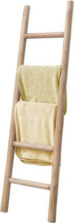 Wooden Blanket Ladder - 57in Natural Wood Color- Leaning Wall Decor for Bedroom, Bathroom, Living Room - Rustic Quilt Holder 