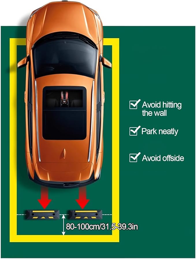 Parking Stopper for Garage, Garage Parking Aid, Parking Aid Rubber Curb Wheel Stopper, for Various Garages and Parking Lots