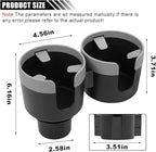Car Double Cup Holder Extender, 2-in-1 Car Cup Holder Adapter with Adjustable Base, Universal Multifunctional Cup Holder Organizer for Beverage, Snack, Cup, Bottle Storage (Grey)