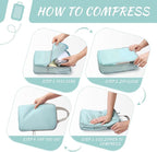 WOOMADA Compression Packing Cubes for Suitcases Travel Essentials 8 Set Expandable Travel Bags Organizer for Luggage(turquois