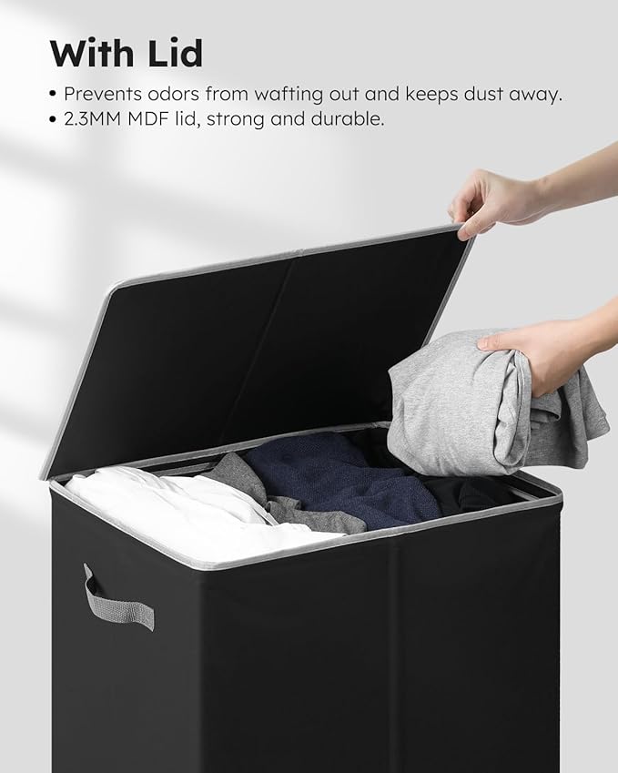 SOLEDI Laundry Hamper with Lid 130L Large & Tall Collapsible Laundry Basket, Clothes Hamper with Bag Removable Easy to Carry,