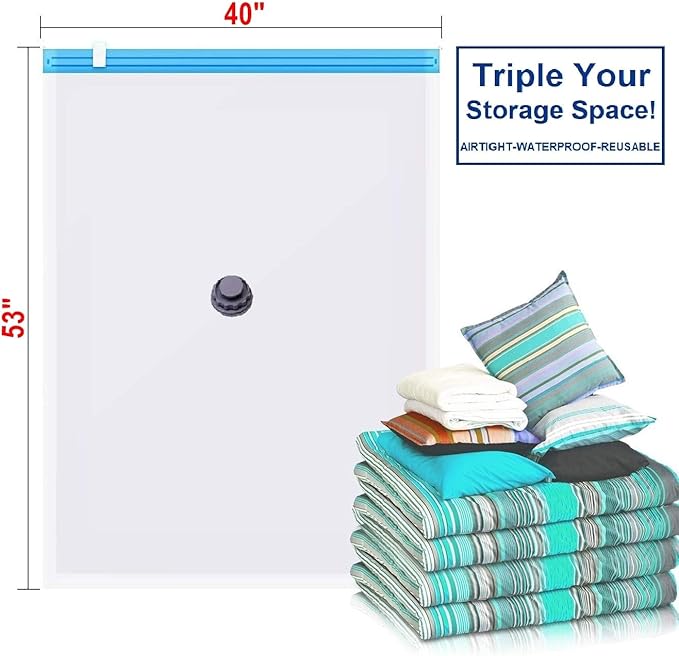 6 Pack Combo Extra Large and Jumbo Double Seal Waterproof Vacuum Storage Bags x3 (52"x39"in) and x3 (52"x47"in) Bags - Airtig