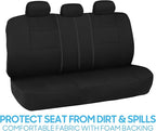 BDK PolyPro Car Seat Covers Full Set in Solid Black, Front and Rear Split Bench Seat Covers for Cars, Easy to Install Car Sea