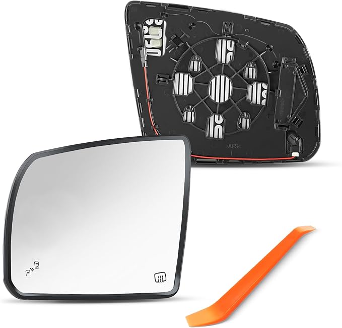 Driver Side BSD Mirror Compatible with Toyota Tundra 2007-2020, Toyota Sequoia 2008-2017 - Blind Spot Indicator, Heated, Left Side Mirrors Replacement Glass