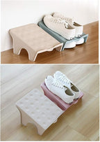 4 Pcs Stacking Shoe Organizer for Shelf 10 x 8.7 in – Double Layer Space Saving Shoe Dividers for Shelves – Footwear Riser fo