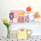 HGYZE Peg Boards for Wall with Shelf & Hooks, No Punching Craft Storage, Small Pegboard Ledges Organizer for Hanging Keychain