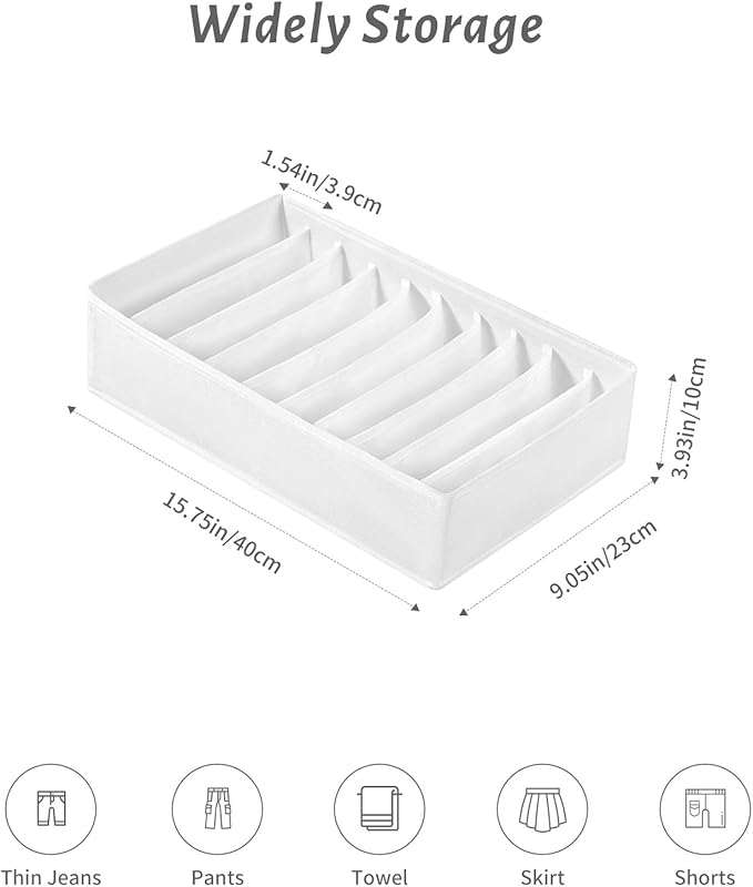 4 Packs T-shirt Drawer Organizers for Clothing,10 Grids Compartment Wardrobe Storage Box, Clothes Organizer for Folded Clothe