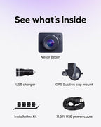 Nexar Beam GPS Dash Cam - 1 Year Nexar App Subscription Included - Unlimited Cloud Storage, Drive Recordings, Parking Mode, N