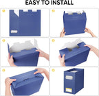 BALEINE File Organizer Box, Cardboard File Folder Organizer with Handle for Letter Size, Portable Collapsible Hanging Filing 