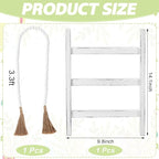 AceOrbit 2 Pcs 14'' Tea Towel Ladder with 3.3 ft Vintage Wood Bead Garland Small Decorative Ladder Hand Towel Stand Mini Blan