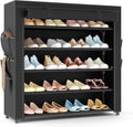 LANTEFUL Shoe Rack with Covers 5 Tier Tall Shoe Rack Organizer Large Capacity Shoe Shelf Storage 20-24 Pairs Space Saving Fre