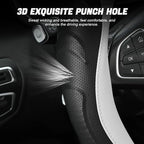 Leather Steering Wheel Cover, Auto Car Stretch Steering Wheel Protector, Universal 15 Inch Anti-Slip Breathable Odorless Stee