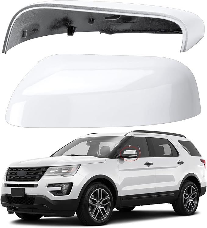Driver Side Mirror Cover Replacement for Ford Explorer 2016 2017 2018 2019 - Left Side Mirror Covers, Rear View Mirror Cap Accessories White