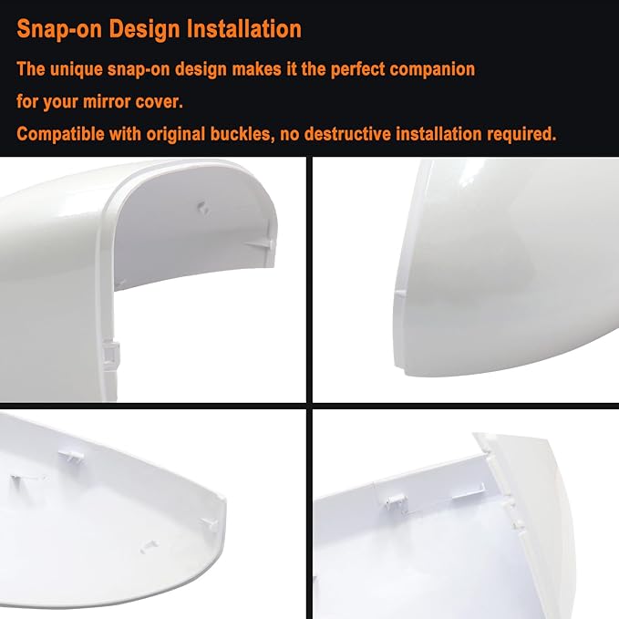 Left Driver Side Replacement Mirror Cover Compatible with Nissan Altima 2019 2020 2021 2022 2023 2024 2025 Exterior Door Side Rearview Mirror Cap Cover Without Turn Signal Light Pearl (White)