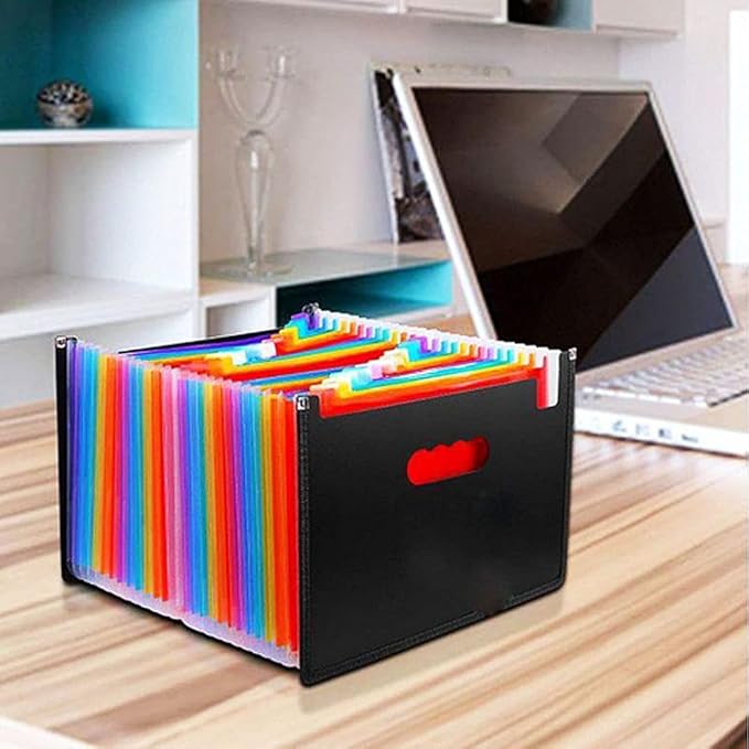 YXQ 36 Pockets Expanding File Folder, Large Capacity Portable Document Organizer A4 Letter Size Multicolored Accordion Filing