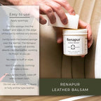 Renapur Leather Balsam, Natural Conditioner, Protector and Restorer — for Leather Furniture, footwear, Purses & Bags, Car int