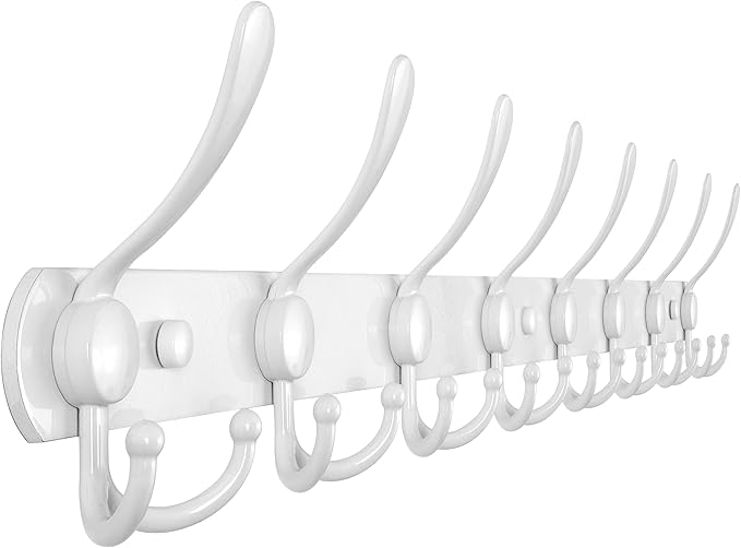 Dseap Coat Rack Wall Mount - 29.5” Long 8-Tri-Hooks Heavy Duty Coat Hanger Rail Wall Hooks for Hanging Coats Hats Clothing Cl