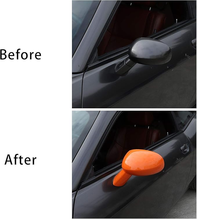 Voodonala for Challenger Rearview Mirror Cover Decoration Trim for 2009-2022 Dodge Challenger, ASB Orange, 10pcs