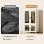 Stackable Storage Bins with Lids, Portable Closet Storage Organizer with Door, Hanging Rod & Wheels, Foldable Wardrobe Closet