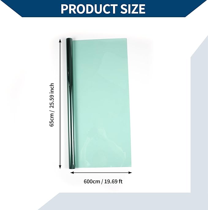 Car Window Tint Film Window Privacy Film Car Carbon 2PLY PET 19.69 ft x 25.59 Inch 1 Pc Green VLT 65% IRR 15% UVR 47%