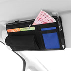 Car Sun Visor Organizer Glasses Case Storage Pocket Organizer with Multi-Pocket Net Zipper Pouch Sunglass Holder for Car Truck SUV (Black)