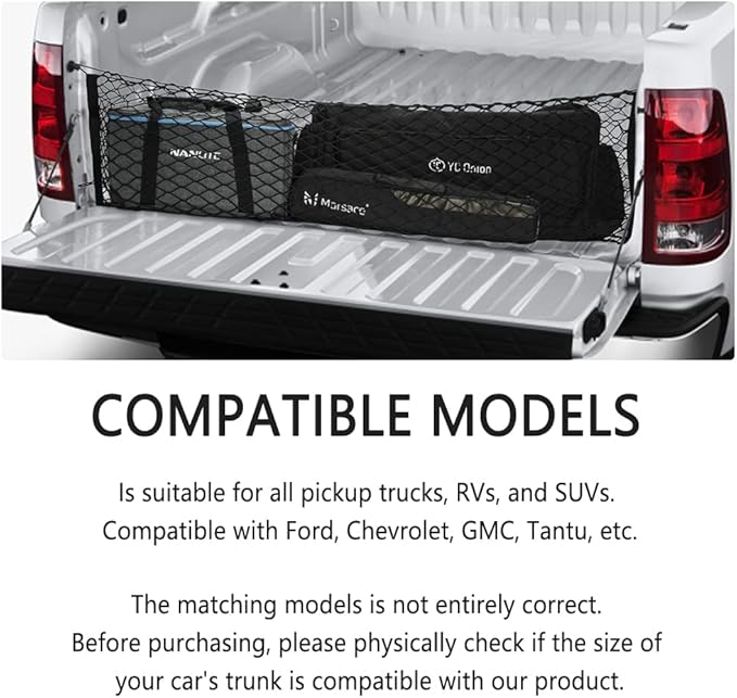 49''X16'' Truck Bed Organizer,Elastic Shrink Cargo Net Hold Many Items to Keep The Interior of Tidy,Truck Storage Fit for