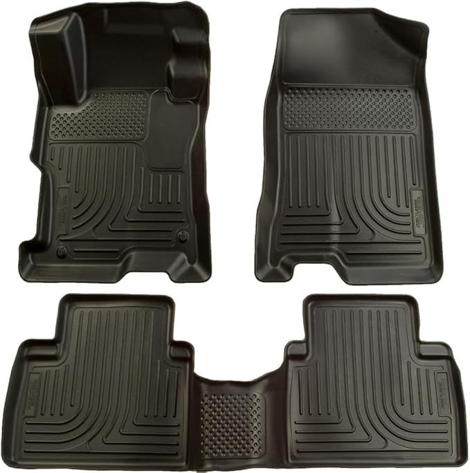 Husky Liners Weatherbeater Floor Mats | Fits 2004-2009 Toyota Prius | Front & 2nd Row, 3-pc Black - 98521