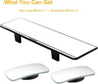 Kitbest Rear View Mirror,11.8 Inch Panoramic Rearview Mirror Clip On Car Mirror – Universal Wide Angle Car Mirror – Flat– For Cars, SUV, Trucks (Bonus 2 PCS Blind Spot Mirrors – Square)