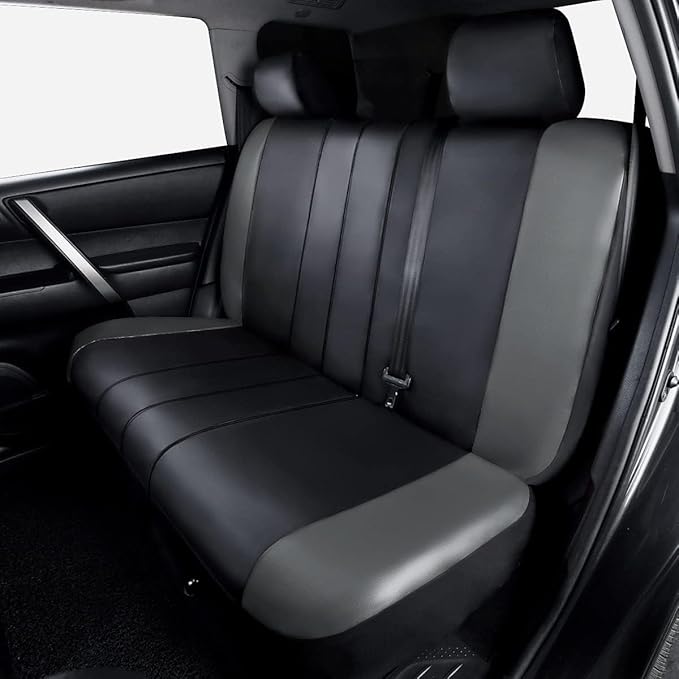 Flying Banner car seat Covers Protects Water Proof Faux Leather Carbon Fiber Front and Rear Bench (Black Gray, Full Set - 8PC