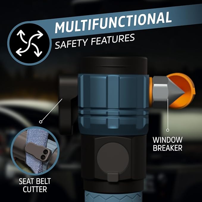 Energizer A-500 Rechargeable Flashlight, Auto Safety Seat Belt Cutter and Glass Breaker, IPX4 Water Resistant, Battery and US