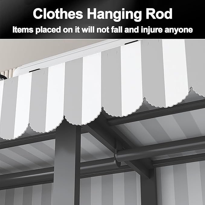 Foldable Portable Wardrobe Closet with Cover, Metal Clothes Rack, One-Piece Folding Base, Foldable Garment Racks, for Hanging