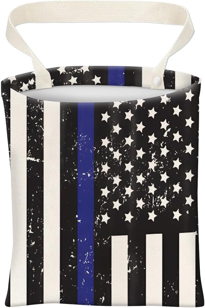 Car Trash Can, Cute Car Trash Bag, Hanging Car Organizer and Storage Bag, Trash Bin for Car Accessories, Vehicle, Travelling, Camping Retro American Flag