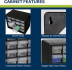 Akro-Mils 16-Drawer Plastic Storage Cabinet | 10-1/2 x 6-1/2 x 8-1/2 Inch | Black | Model 10116 | Garage Organization