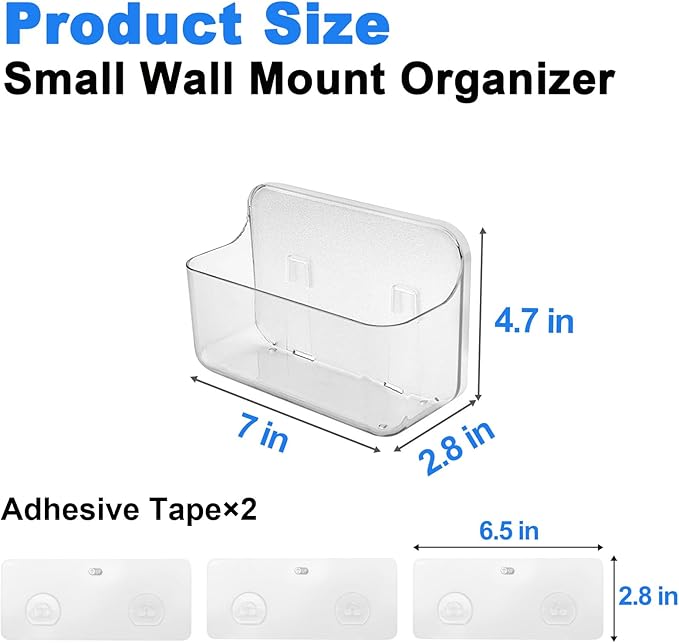 Diesisa 2pc Acrylic Wall Mount Organizer, Small Adhesive Clear Cabinet Door Organizer,Acrylic Shelves for Wall,No Drilling Ha