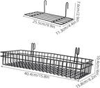 IMIKEYA 2Pcs Wall Mount Wire Basket Black Metal Hanging Organizer with Hooks for Efficient Storage Display Home Office Kitche