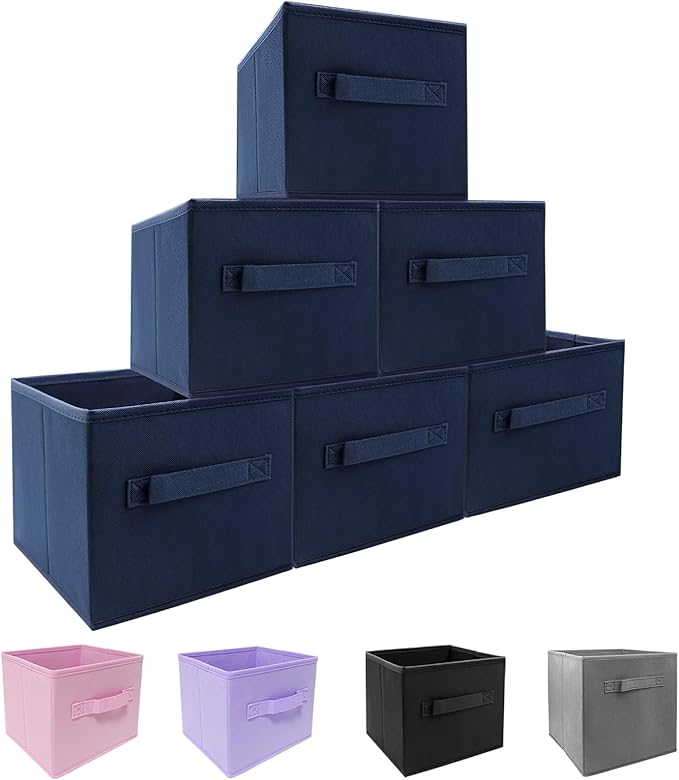 EBIGIC Small Storage Bins,Collapsible Fabric Storage Organizer 9.0"x7.5"x7.5" 6 Pack,Mini Storage Box,fit for closet, living 