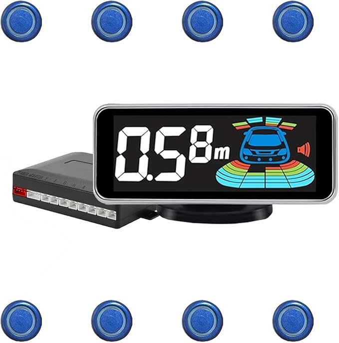 Backup Parktronic System Car Auto Vehicle Reverse with 8 Parking Sensors kit, LCD Display, Distance Detection (Meter/Foot Swi