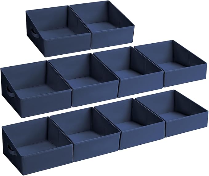 DIMJ Closet Storage Bins 10 Pack - Fabric Storage Baskets for Shelves, Collapsible Clothes Organizer with Handles, Trapezoid 