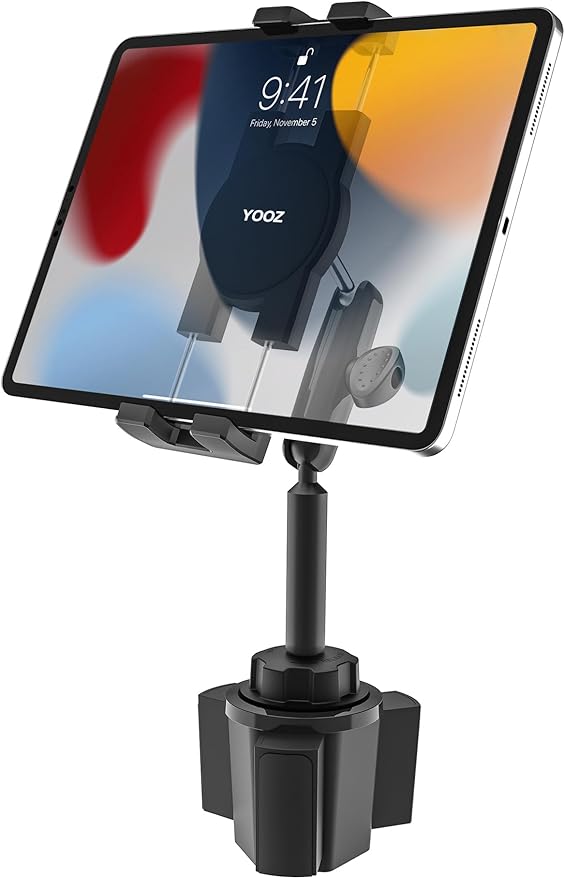 Car Cup Holder Tablet Mount Heavy Duty [No Shaking 360° Rotation] Truck Cupholder iPad Holder with Metal Arm for Tablet & Phone, iPad Pro Air Mini, Galaxy Tab, Kindle, Surface, 4-12.9"