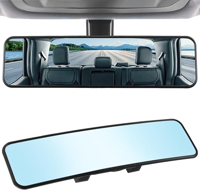 LivTee Anti Glare Rear View Mirror, Universal 11.3'' (287mm), Wide Angle Panoramic Convex Rearview Mirror, Clip-on to Original to Eliminate Blind Spot and Antiglare for Cars SUV Trucks