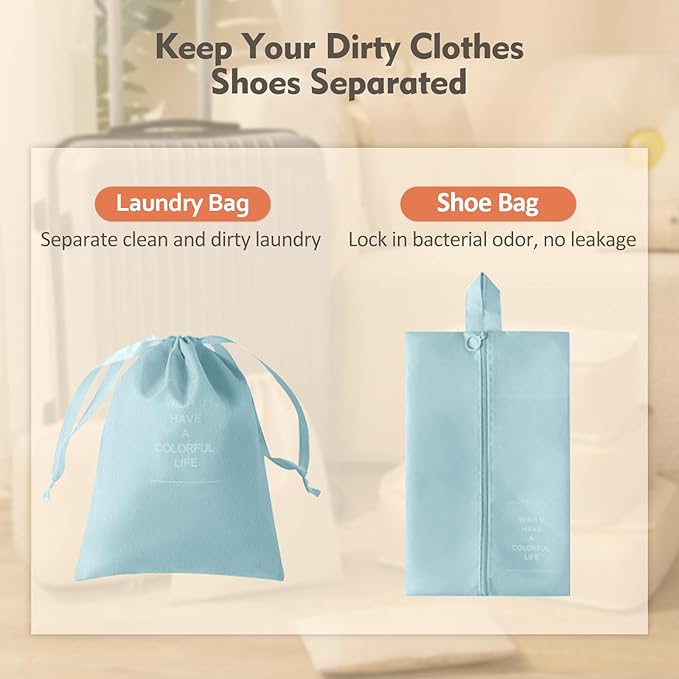 Packing Cubes for Travel - 8 Set Luggage Organizer Bags for Family, Mesh Breathable Travel Essentials Bags Set Durable Travel