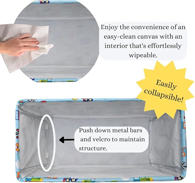 NGIL Extra Large Utility Tote Reusable Grocery Bag Oversized Collapsible for Groceries, Storage, Picnic, Beach (Train Print-Navy)
