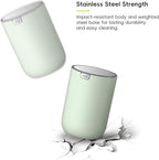 EKO Fandy 0.4 Gal/1.5L Mini Tabletop Trash Bin with Swing-Lid, Desktop Trash Can for Bathroom Countertop, Vanity, Coffee or Office, Small Garbage Bin (Sage)
