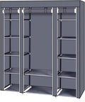 lapday 59 inches Portable Closet Wardrobe, Non-Woven Fabric Closet Storage Organizer with Hanging Rods &12 Storage Shelves, Q