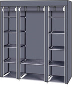 lapday 59 inches Portable Closet Wardrobe, Non-Woven Fabric Closet Storage Organizer with Hanging Rods &12 Storage Shelves, Q