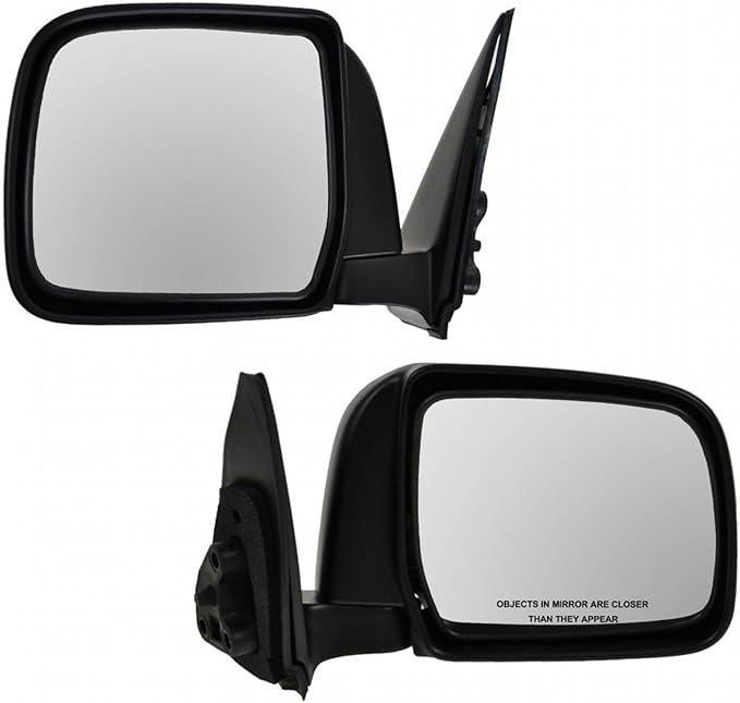 TRQ Driver and Passenger Side Mirror Assembly Set Manual Paint to Match Smooth Black Foldaway Compatible with 1997-1999 Toyot