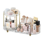 Makeup Organizer Countertop for Vanity, Rotating Perfume Tray with 5-compartment Cosmetic and Skincare Organizers, Multi-Purp