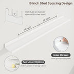 Axeman 48 Inch Floating Shelves | White Picture Ledge Shelf Set of 3 | Rustic Wood Wall Shelves with Lip | 48" White Picture 