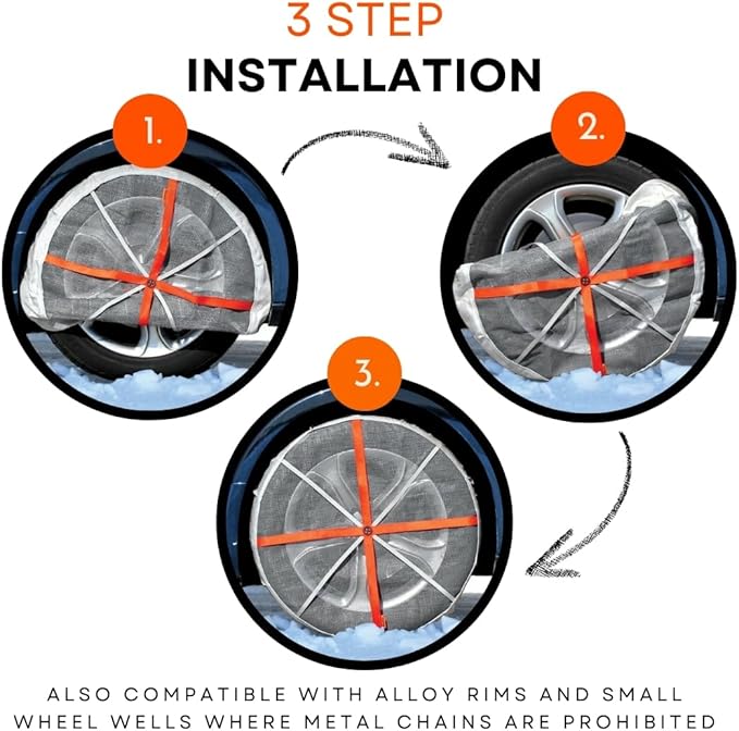 AutoSock Passenger Vehicle Snow Socks for Tires, HP850 - Car Sock Tire Traction Device for Snow, Ultimate Chain Alternative f