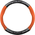 Ergocar Car Steering Wheel Sleeve, Round Forged Carbon Fiber and Leather Material Steering Wheel Sleeve, 37-38cm/14.5-15inch, Non-Slip, Soft, Breathable, Sports Style